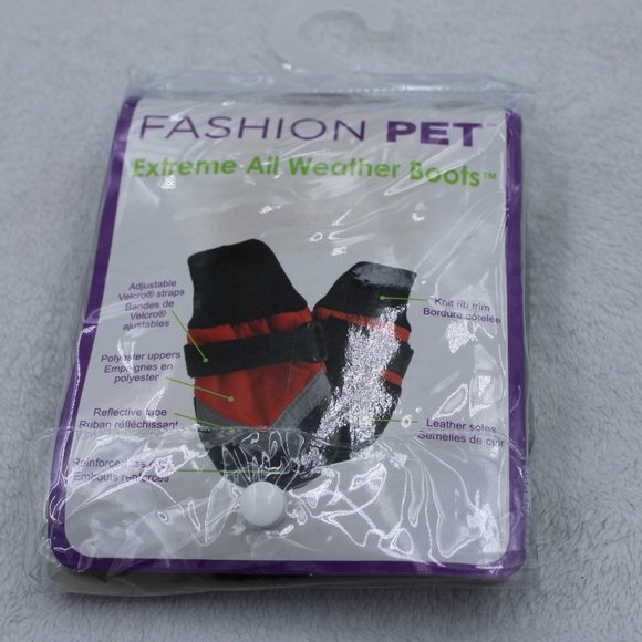Fashion Pet Extreme Weather Boots Snow Ice Winter Dog Black Red Medium - Picture 1 of 3